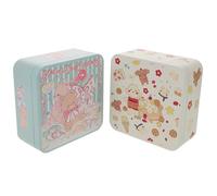 JEWEDECO Tinplate Cookie Tins Protection against Crushing and Freshness Preservation Featuring 3d Embossed Pattern 2pcs with Lids Simple Elegant Design for Festive Gifting and Birthdays