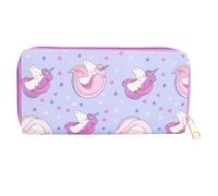 JEWEDECO Unicorn Long Wallet for Women Pu Leather Coin Purse with Zipper Closure Cartoon Pattern Student Purse Suitable for Daily Use