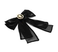 JEWEDECO Vintage Bowknot Brooch Pin for Women Black Organza Bow Tie Lapel Pin with Easy Clip Back Fashion Accessory for Dresses Scarves Bags Hats Suitable for Parties and Special Occasions