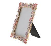 JEWEDECO Vintage Flower Design Photo Frame for Desktop Display Suitable for 5 Inch Photos Rustic Pastoral Style Home Decoration with Glass and Metal Material and Not Easy to Break