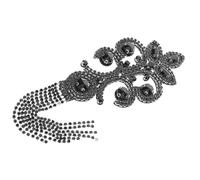 JEWEDECO Vintage Handmade Tassel Chain Epaulettes with Rhinestone Embellishments Sparkling Costume Badge Shoulder Brooch for Evening Parties Weddings and Stage Performances Black Decorative