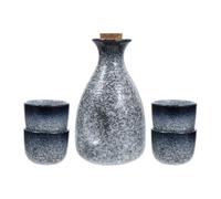 JEWEDECO Vintage Japanese Style Ceramic Sake with Pot and Beautiful Sake Cups Multipurpose Traditional Porcelain for Home Restaurants Tea Houses Retro Hand-Painted Design