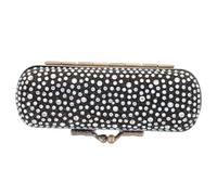 JEWEDECO Vintage Lipstick Case Mirror, Alloy Bronze Coating Lipstick Holder and Jewelry Organizer, Anti-Break Cosmetic Storage Box for Travel and Everyday Use, Small Black Makeup Organizer