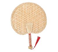 JEWEDECO Vintage Style Hand Woven Wheat Straw Summer Fan Lightweight Manual Cooling Fan for Outdoor Use for Adults Dance Home and Office