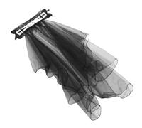 JEWEDECO Vintage Veil Gothic Lace Mesh Headband for Bride Wedding Carnival Masquerade Black Medium