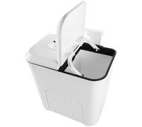 JEWEDECO Wall-mounted Dual Trash Bin Kitchen Garbage Container with Two Compartments for Dry and Wet Waste Separation Space-saving White Recycling Dustbin for Bathroom and Living