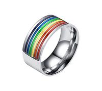JEWEDECO Waterproof Stainless Steel Ring Rotating Rainbow Flag Pride Accessory Fashionable for Gay Lesbian Bi Pansexual