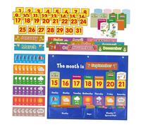JEWEDECO Weekly Educational Calendar Pocket Chart for Classroom and Home Polyester Teaching Bag with Cards Weekly Schedule Weather Months Days Learning Tool for Kindergarten and Elementary