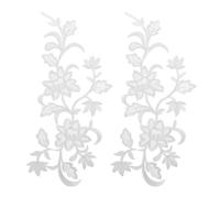 JEWEDECO White Flower Embroidered Applique Patch for Wedding Dress Sewing DIY Clothing Accessories Elegant Blossom Embroidery Cloth Patch for Garment Decoration