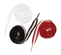 JEWEDECO Wide Flat Shoelaces 1.6 Meter Long with Wheat Weave Design 3 Pairs Replacement Laces Tough Polyester Cotton Material for Sneakers and Espadrilles for Men and Women Casual Sports