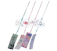 JEWEDECO Wind Chimes and Special Landscape Glass 4pcs with Good Transparency Japanese Style Hanging Decorations for Garden and Kitchen Room