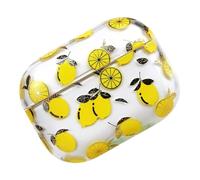 JEWEDECO Wireless Earphone Protector Clear PC Fruit Pattern Case Compatible with Airpods Impact Resistant Scratch Lemon Cover for Women