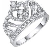 JEWEDECO Women Finger Ring Set Classic Silver Alloy Crown Ring Not Easy to Break and Deform for Wedding and Christmas