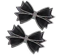 JEWEDECO Women Shoes Flower Shoes Decor Creative Stylish Rhinestone Mesh Ornament without Odor without Fading for Slippers Delicate Bowknot with Rhinestone Decor Full of Personality