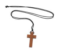 JEWEDECO Wood Cross Pendant Necklace: Wooden Crucifix Jewelry - Rustic Sweater Chain For Faithful Believers Religious Celebrations