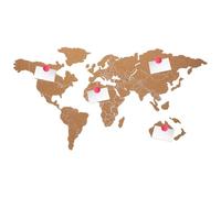 JEWEDECO Wooden Cork Board World Map Wall Decor with Adhesive Backing, Rustic Cork Pin Board for Home Office, Travel Theme Decorative Map Art for Wall Display Random Color