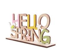 JEWEDECO Wooden Easter Letter Board Ornament with Hello Easter Design, Creative Simple Style Tabletop Ornament for Home and Kindergarten Spring Decoration Color Color