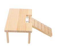 JEWEDECO Wooden Hamster Platform with Ladder for Small Pets, Solid Wood Two-level Pet Habitat Accessory Providing Generous Space for Golden Hamsters and Similar-sized Animals