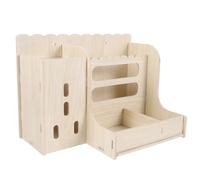 JEWEDECO Wooden Rabbit Feeder and Guinea Pig Food Bowl Multi-functional Design, Easy to Clean Small Animal Feeder for Pet Dining in Beige Colour