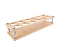 JEWEDECO Wooden Shot Glass Organizer Rack Compact Storage Holder for Home Bar Kitchen Stylish Display for Stemware Parties and Everyday Use