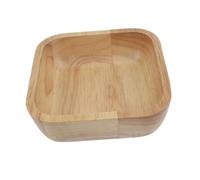 JEWEDECO Wooden Square Salad Bowl for Fruit and Rice, Crack Resistant | Rubber Wood Grain Finish, Lightweight Handling for Restaurant Service and Table Serving, Khaki Tone