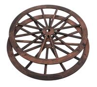 JEWEDECO Wooden Wagon Wheel Boxwood Material Vintage Wall Decor 2pcs with Fine Workmanship, Versatile Use Hanging Ornaments for Home, Bar, Garden, or Bedroom