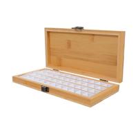 JEWEDECO Wooden Watercolor Palette with 48 Grids, Rectangular Mixing Tray for Watercolor Paints, Portable Bamboo Paint Palette with Grid Design, Secure Storage Solution for Outdoor