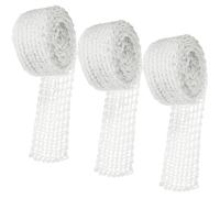 JEWEDECO Woolen Yarn Meat Netting and Tear-Resistant 3 Rolls White Sturdy Mesh Netting for Curing and Roasting, Decorative Meat Cooking Accessory for Chicken and Turkey