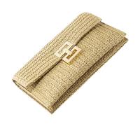 JEWEDECO Woven Clutch Purse for Women Stylish Envelope Bag with Rustic Design for Parties and Night Outs Chic Summer Beach Accessory Light