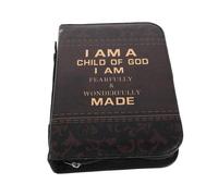 JEWEDECO Zippered Large Pu Leather Bible Protective Cover with Cross, Multiple Inner Pockets and Handle, Catholic Scripture Study Book Carrier Bag for Church Use