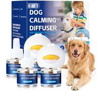 Jeweeio 6-in-1 Dog Calming Pheromone Diffuser (2 Plug in + 4 Refills), Relief Anxiety, Storm Stress & Indoor Behavior Support, 120 Days Long Lasting Refill, Natural Odorless Safe Formula