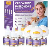 Jeweeio 9-IN-1 Advanced Cat Pheromone Calming Diffuser (3 Plugs in+ 6 Refills), Relieve Anxiety, Help Reduce Fighting, Spraying & Scratching, Drug-Free & Odorless Safe Relaxation Solution, 180 Days