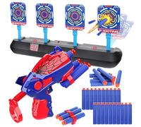 Jeweeio Toys Guns for 3-9 Year Old Boys, Digital Shooting Targets with Toy Gun, Nerf Gun Toy with Foam Bullets and Auto Reset 4 Targets, Birthday Presents Gifts for 3-9 Year Olds kids