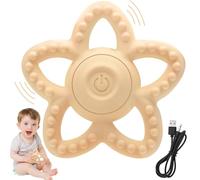 Jeweeio Vibrating Baby Teething Toy 0-12 Months - Sensory Chew Toys for Autistic Children & Special Needs, Easy-Grip Teether with 3 Vibration Modes for Newborns & Infants (Yellow)