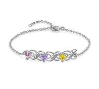 Jeweidea Bracelet with Names for Women Personalised Bracelet with Engaved Family Names Silver Pendant Charm Bracelet for Mom Sister Daughter Wife Gifts for Mother's Day Birthday Personalised Jewerly