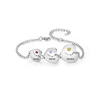 Jeweidea Personalised Bracelet for Women with Engraving Names Heart Birthstone Bracelet for Mum Nan Nanny Mother Personalised Gifts for Mother's Day Christmas