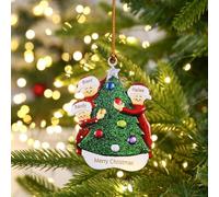 Jeweidea Personalised Christmas Tree Ornament with Names Family 2024 Christmas Tree Decoration Wooden Baubles Christmas Decorations Indoor for Home, Fireplace, (A-Names 3)