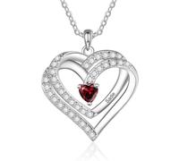 Jeweidea Personalised Heart Necklace for Women Name Necklace with Birthstone Pendant For Mum Grandma Gifts for Christmas Mothers Day (Name 1)