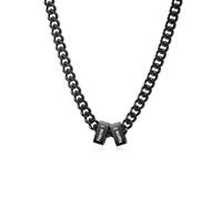 Jeweidea Personalised Men Name Necklace Stainless Steel Cuban Chain in Silver Gold Black Personalised Gift for Men, Father's Day (Black-name 2)