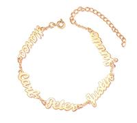 Jeweidea Personalised Names Bracelets for Women with Engraving 2-15 Names Gold Silver Rosegold Bracelets for Girlfriend Mum Jewellery Gifts for Christmas Birthday Valentine's Day