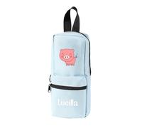 Jeweidea Personalised Pencil Cases with Names for Boys and Girls Cute Special Pencil Case with Animal Patterns for Kindergartens Primary Schools (Blue)