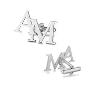 Jeweidea Personalized Men's Shirt Cufflinks with Engraving Initials Alphabet Letter 1 Pair Set Names Men's Cufflinks Stainless Steel for Dad Bridegroom Wedding Graduation Father's Day Gifts