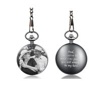 Jeweidea Pocket Watch Personalized Men's Pocket Watch with Chain Pocket Watch with Engraving Photo and Name Pocket Watch Digital for Men Husband Dad Boyfriend Father's Day Birthday Gifts (Style 3)