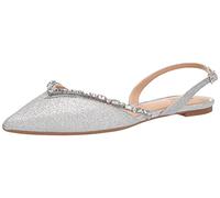 Jewel Badgley Mischka Women's Camden Ballet Flat, Silver Glitter, 4 UK
