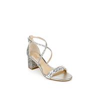 Jewel Badgley Mischka Women's Claudia Heeled Sandal, Silver Glitter, 7 UK
