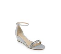 Jewel Badgley Mischka Women's Lora Low Wedge Sandals, Silver, 6 UK