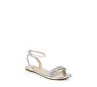 Jewel Badgley Mischka Women's Ohara Flat Sandal, Silver, 5.5 UK