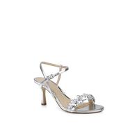 Jewel Badgley Mischka Women's Saylor Mid Stiletto Sandals Heeled, Silver Metallic, 9 UK
