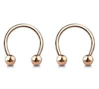Jewel Barrel 2pcs Horseshoe Piercing Bars 16G Circular Barbell for Nose, Septum, Tragus, Helix, Lip Ear Ring Piercings Hoop Jewellery 6mm 8mm 10mm 12mm with Balls Pair (Rose Gold, 12)