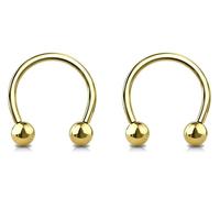 Jewel Barrel 2pcs Horseshoe Piercing Bars 16G Circular Barbell for Nose, Septum, Tragus, Helix, Lip Ear Ring Piercings Hoop Jewellery 6mm 8mm 10mm 12mm with Balls Pair (Gold, 10)